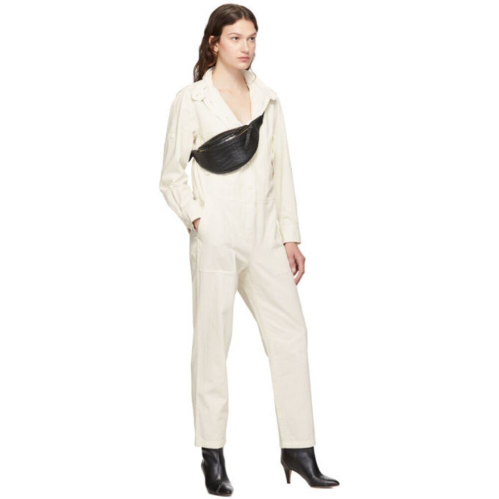 Rag & Bone Cotton Utility Jumpsuit Cream Long Sleeve Workwear Size S